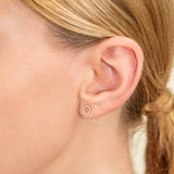 Petite Circle Stud Earrings with Diamonds