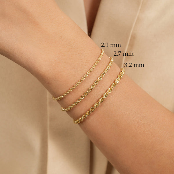 Sarah Elise Jewelry Rope Chain Bracelet Sizes