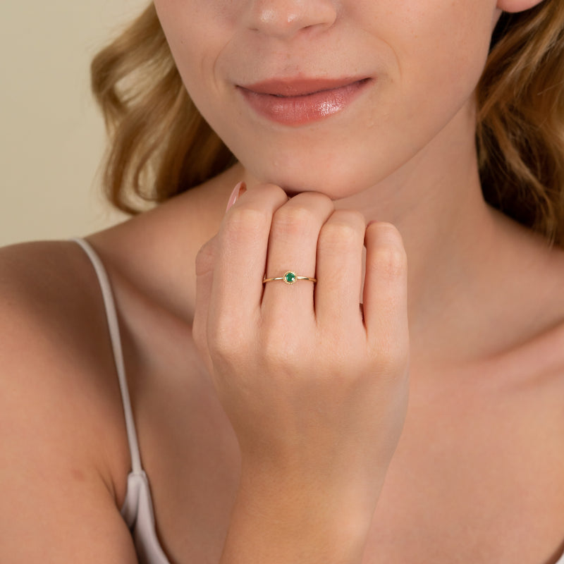 Solid Gold and Natural Emerald Ring