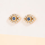 Protection Eye Studs with Naural Diamond and Sapphire