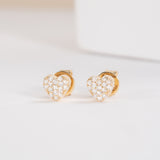 Solid Gold Pave Diamond Heart Earrings