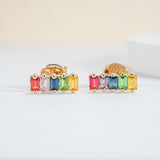 Baguette Sapphire Rainbow Earrings