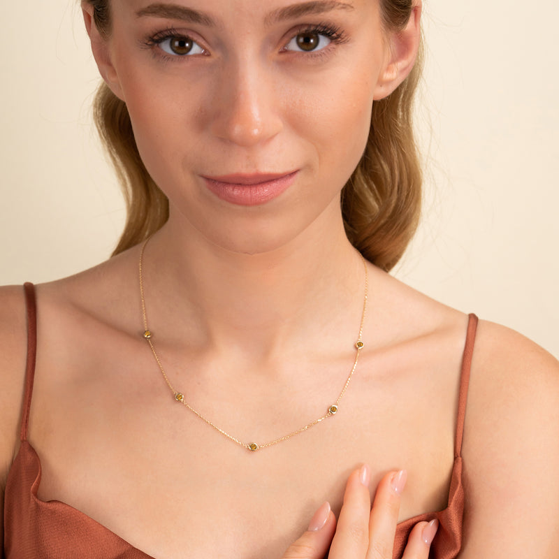 Dainty Natural Citrine and Gold Necklace