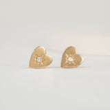 Handmade Gold Diamond Heart Studs