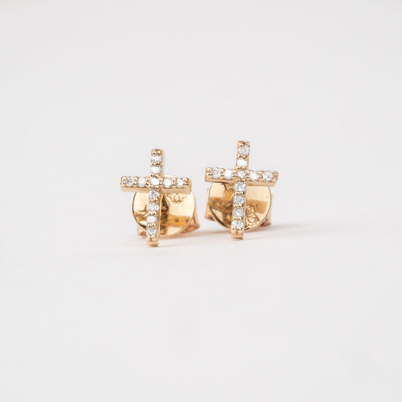 Handmade Small Cross Stud Earrings