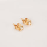 Diamond Gold Pyramid Studs