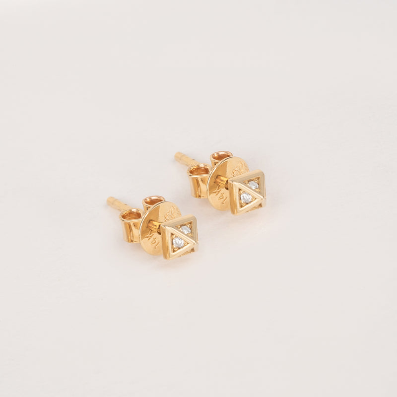 Diamond Gold Pyramid Studs