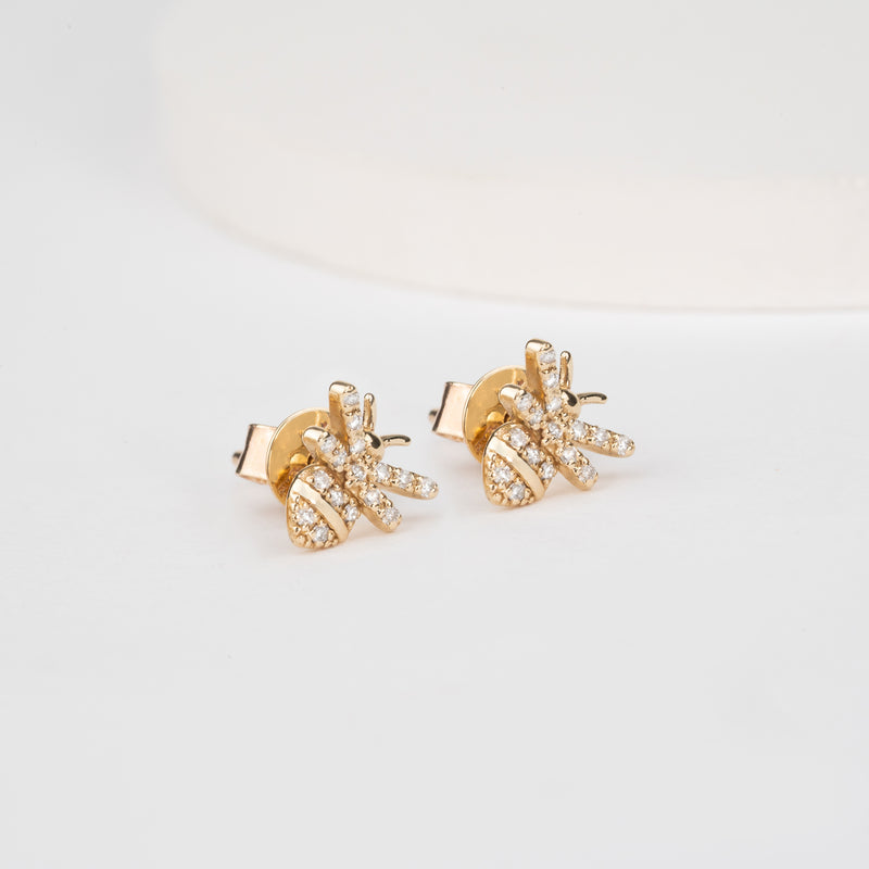 Petite Bumblebee Earrings with Diamond