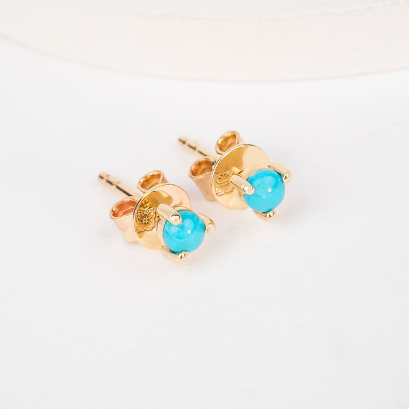 Handmade Solid Gold Turquoise Earrings