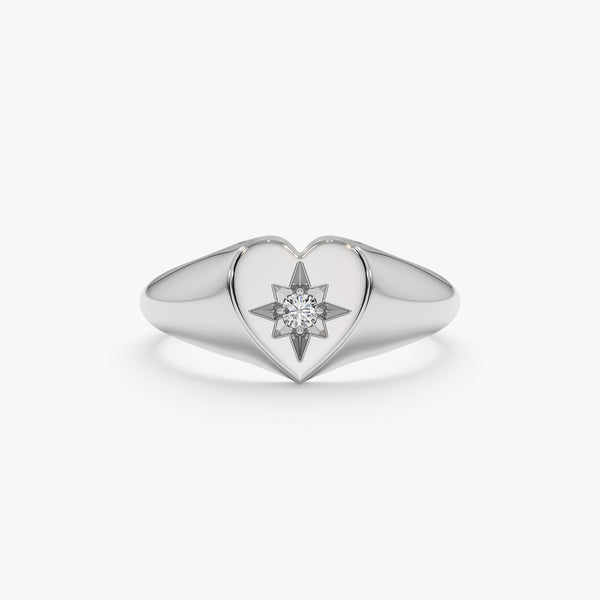 white gold heart starburst ring