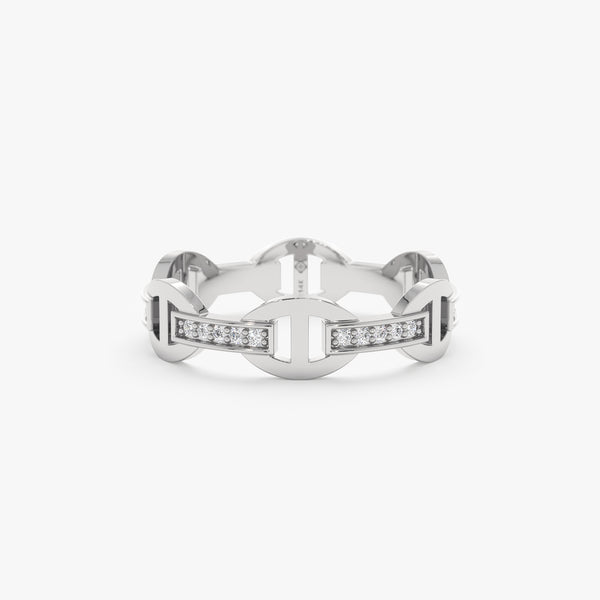 White Gold Diamond Chain Link Ring