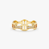 Solid Gold Diamond Chain Link Ring