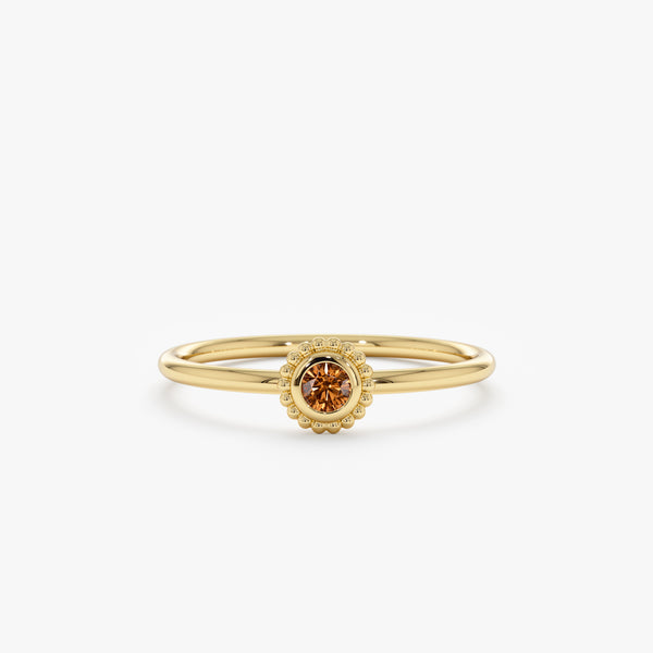 Handmade Solid Gold Citrine Art Deco Ring