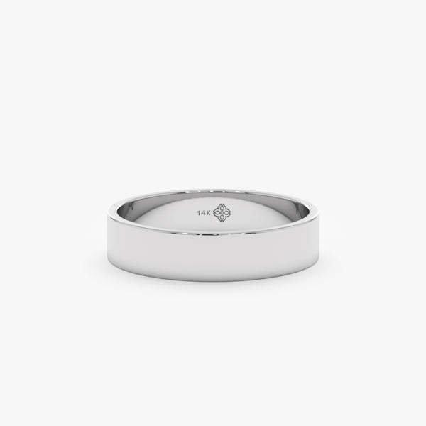 White Gold Flat Top Design Wedding Band