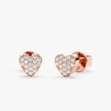 Rose Gold Pave Diamond Heart Studs