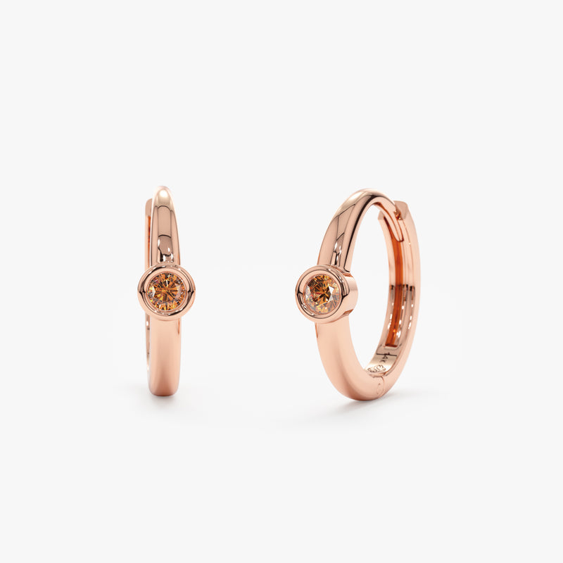 Rose Gold Citrine Huggies