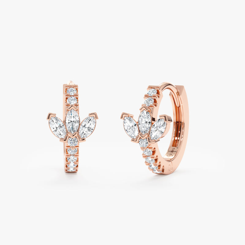 Rose Gold Marquise Diamond Huggies