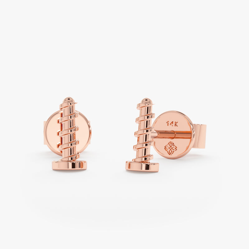 Rose Gold Handmade Screw Earrings