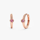 Rose Gold Pink Tourmaline Huggies