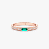 Rose Gold Emerald and Diamond ring