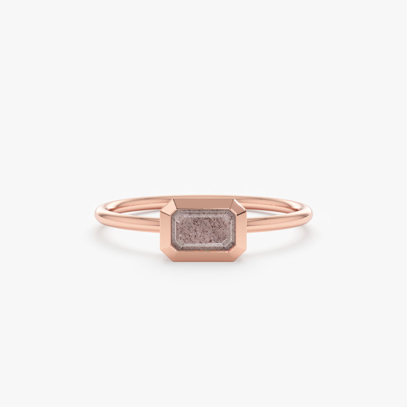 Rose Gold Octagonal Labradorite Ring