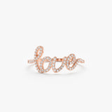 Rose Gold Cursive Diamond Love Ring
