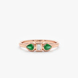 Rose Gold Diamond and Emerald Ring 