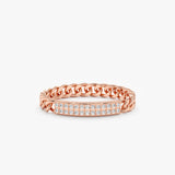 Rose Gold Diamond ID Chain Ring