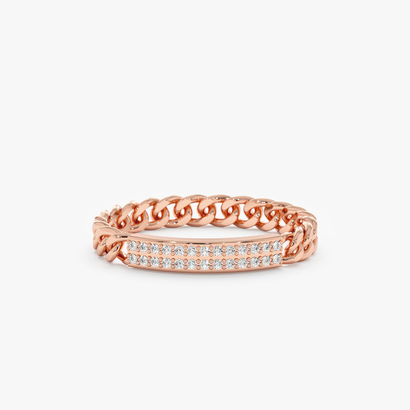 Rose Gold Diamond ID Chain Ring