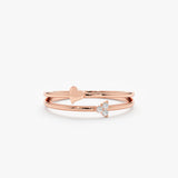 Rose Gold Heart and Diamond Cluster Ring