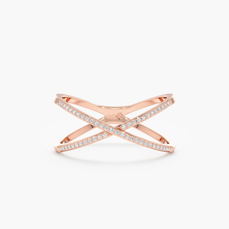 Diamond X Ring In Solid Gold Adelyn