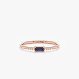 Rose Gold Blue Sapphire Diamond Ring