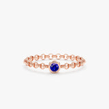 Rose Gold Sapphire Bezel Chain Ring