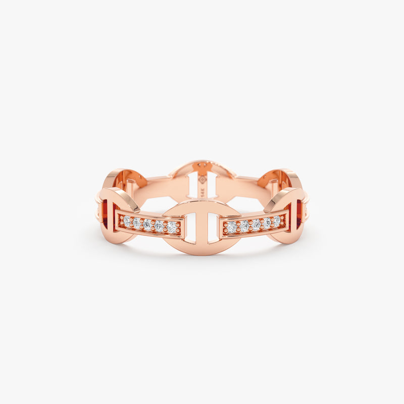Rose Gold Diamond Chain Link Ring
