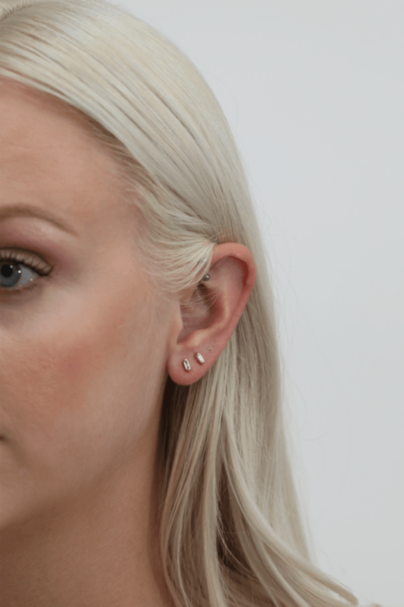 Handmade Gold Baguette Diamond Studs