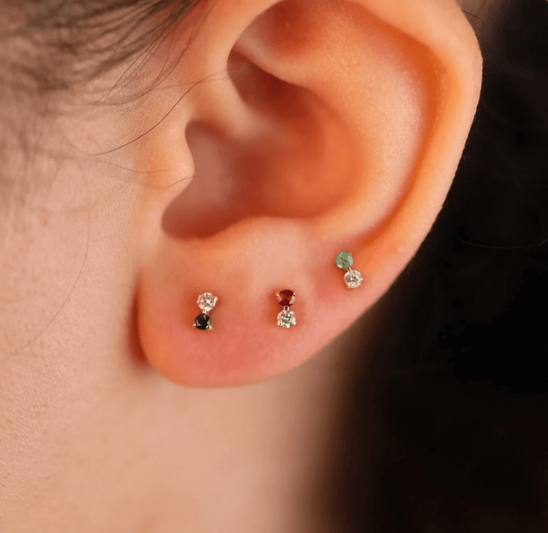 Double Stone Diamond Earrings