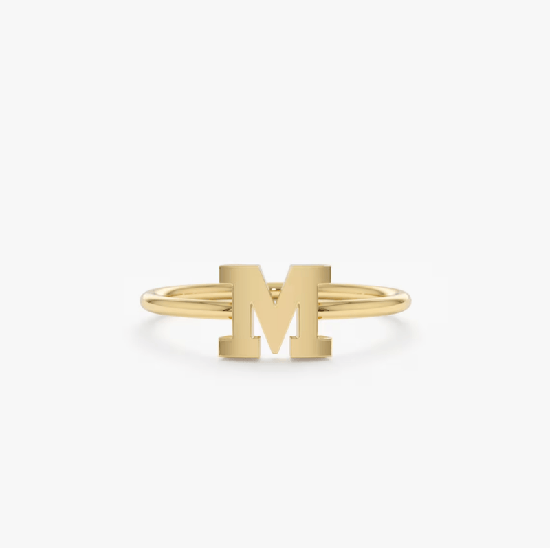yellow gold initial ring