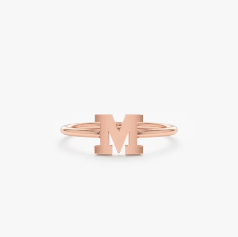 solid rose gold initial ring