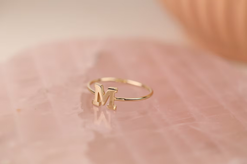 minimalistic gold initial ring