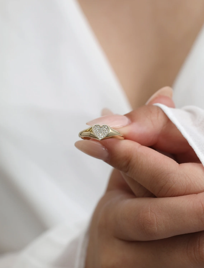 Solid Gold Diamond Signet Ring