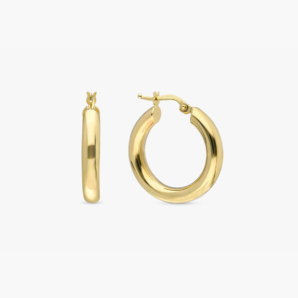 handmade pair of solid 14k gold thick huggie hoops