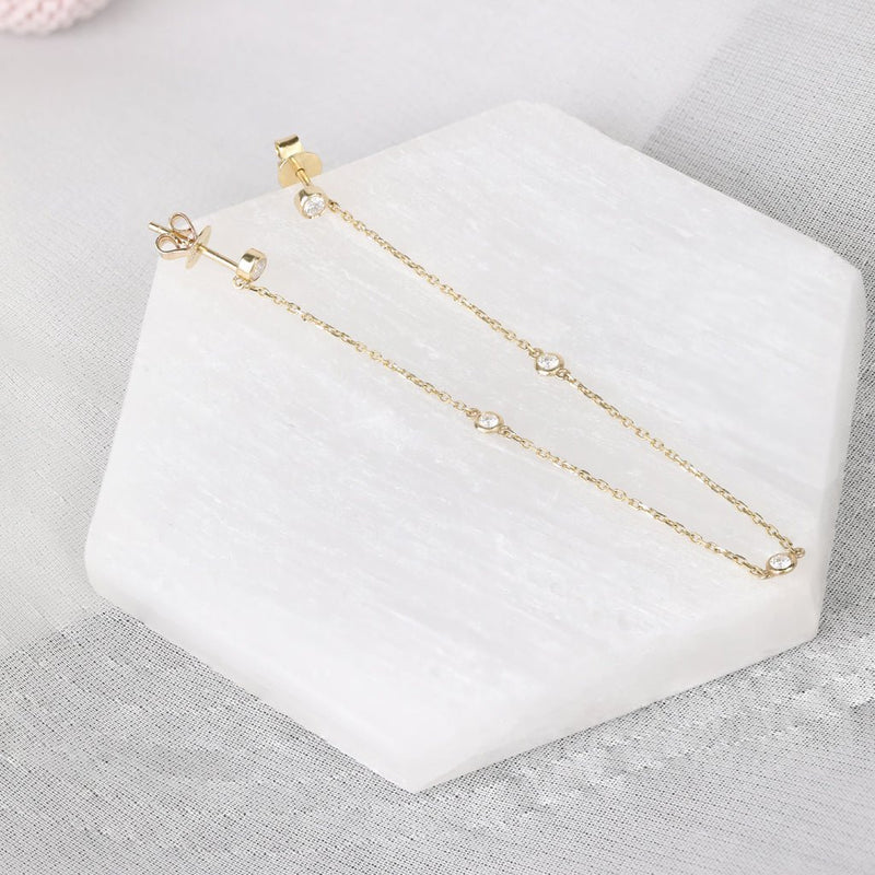 Handmade Solid Gold Diamond Chain Studs