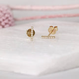 Yellow Gold Bar Earrings with Diamonds