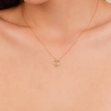 bezel white diamond solid gold heart pendant