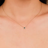 Natural Diamond & Black Enamel Heart Necklace, Lilliana