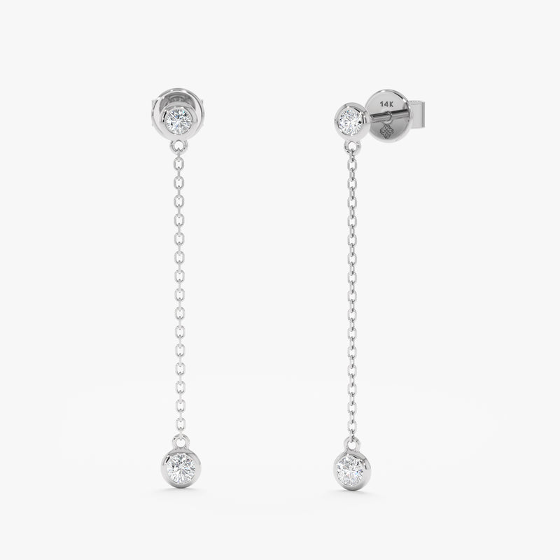 Long white gold earrings on sale