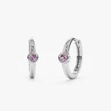 White Gold Amethyst Huggies