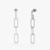Solid Gold Diamond Dangle Chainlink Earrings – Long, Talia