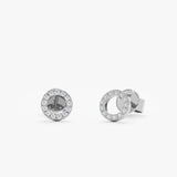 White Gold Pave Diamond Circle Earrings
