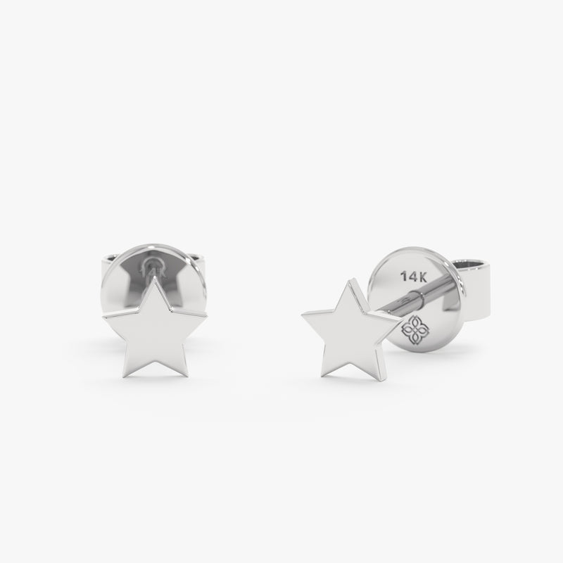 White Gold Mini Star Stud Earrings
